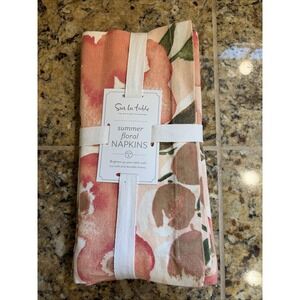 Sur La Table 100% Cotton 20 x 20" Summer Floral Fabric Napkins Set of 4 NEW NWT